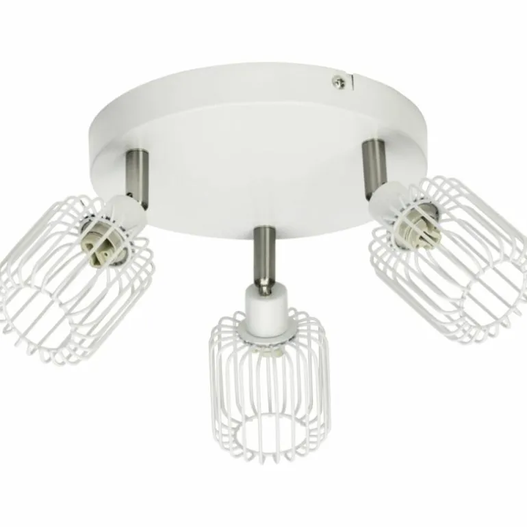 Plafonnier rond à spots Brilliant Flavian Blanc, 3 lumières