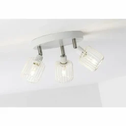 Plafonnier rond à spots Brilliant Flavian Blanc, 3 lumières