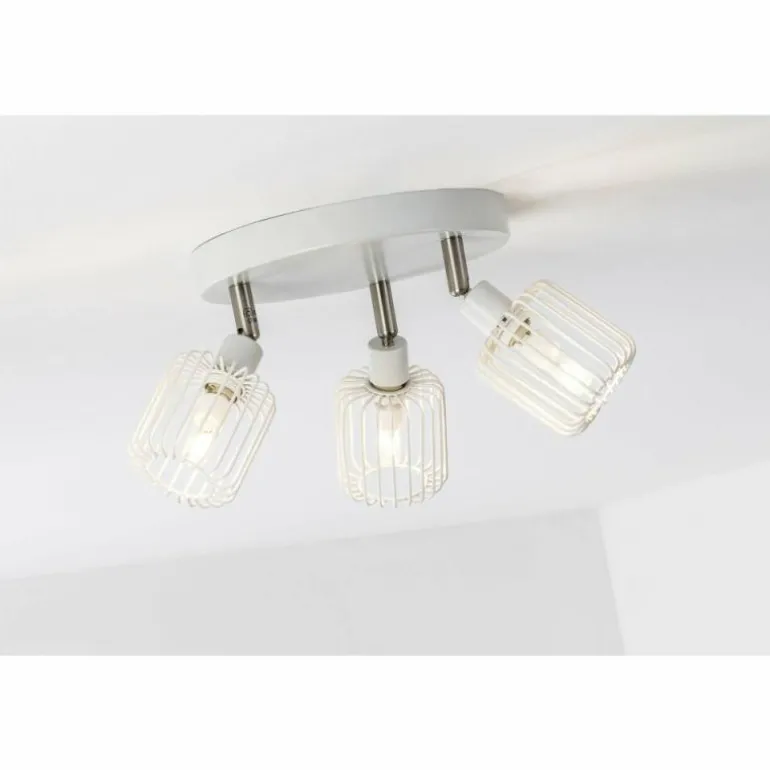 Plafonnier rond à spots Brilliant Flavian Blanc, 3 lumières