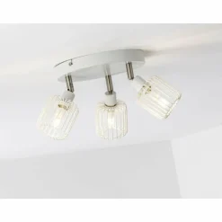 Plafonnier rond à spots Brilliant Flavian Blanc, 3 lumières