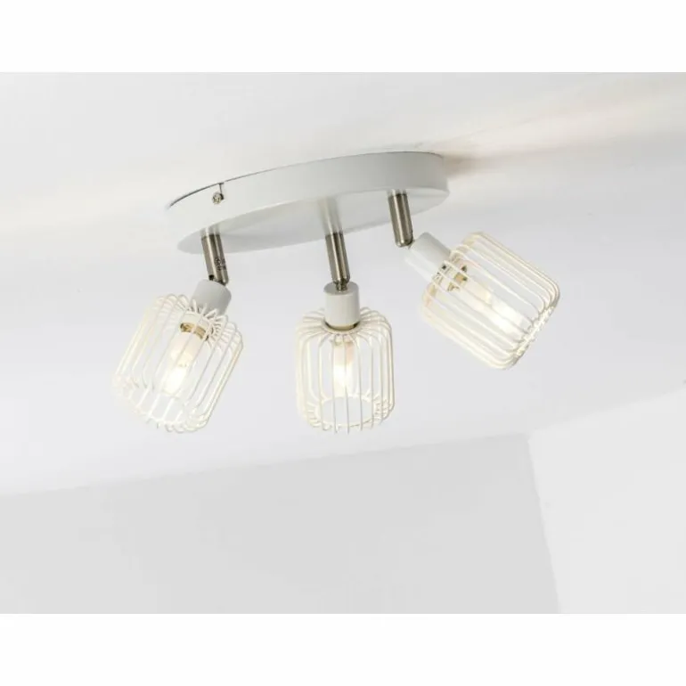 Plafonnier rond à spots Brilliant Flavian Blanc, 3 lumières