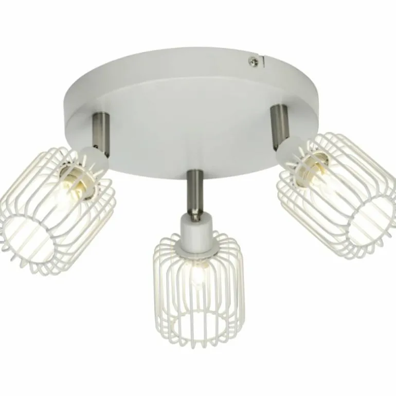 Plafonnier rond à spots Brilliant Flavian Blanc, 3 lumières