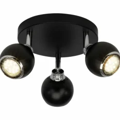 Plafonnier rond à spots Brilliant Ina LED Chrome, Noir, 3 lumières