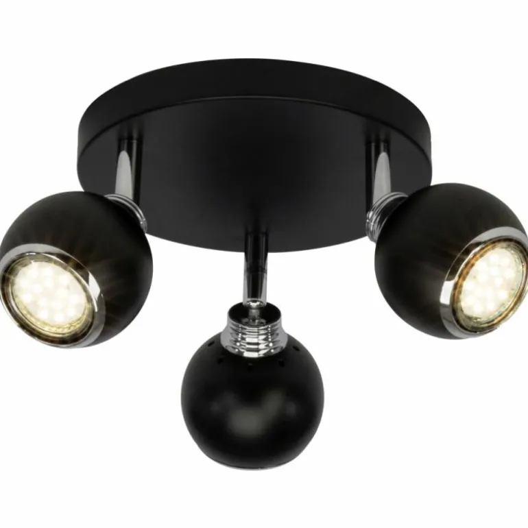 Plafonnier rond à spots Brilliant Ina LED Chrome, Noir, 3 lumières