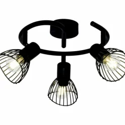 Plafonnier rond à spots Brilliant Elhi Noir, 3 lumières