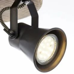 Plafonnier rond à spots Brilliant Seed Bois foncé, Noir, 3 lumières