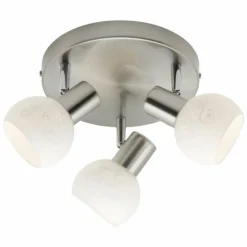 Plafonnier rond à spots Brilliant Bona Blanc, 3 lumières