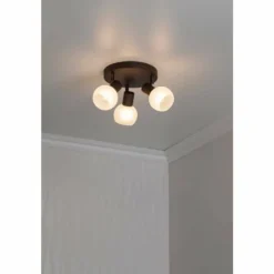 Plafonnier rond à spots Brilliant Gabon Brun, 3 lumières