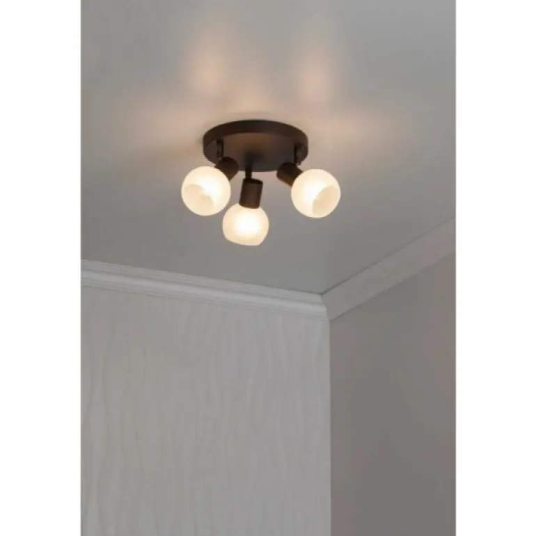 Plafonnier rond à spots Brilliant Gabon Brun, 3 lumières