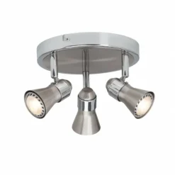 Plafonnier rond à spots Brilliant Sanny Fer, 3 lumières