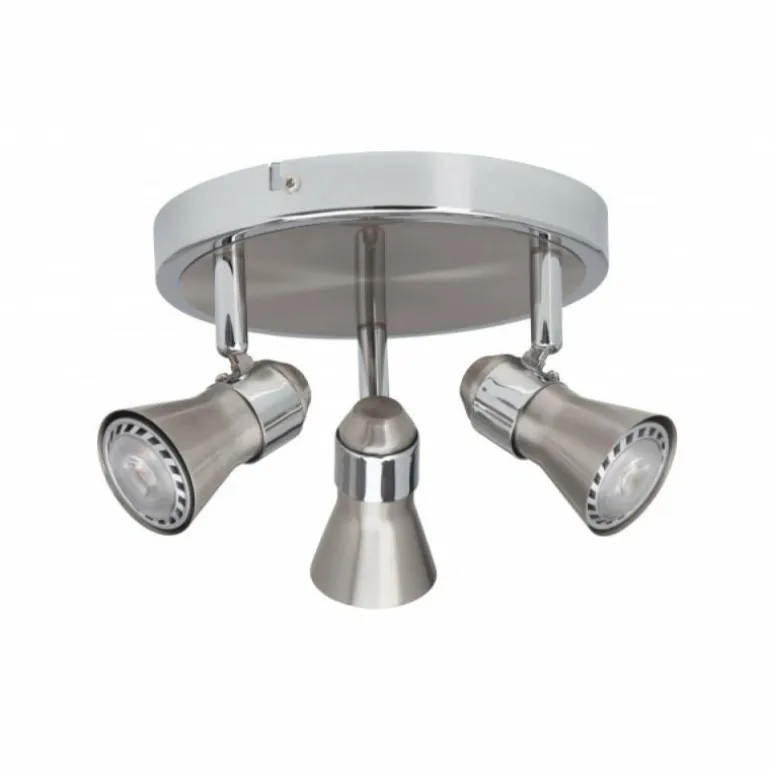 Plafonnier rond à spots Brilliant Sanny Fer, 3 lumières