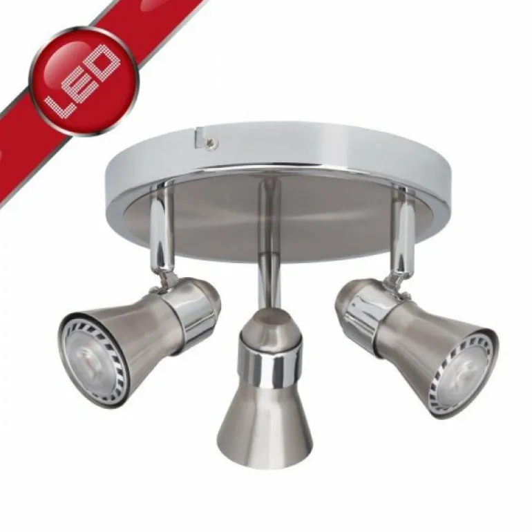 Plafonnier rond à spots Brilliant Sanny Fer, 3 lumières