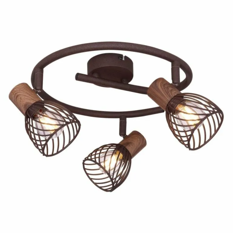 Plafonnier rond à spots Globo ISABELLE Rouille, 3 lumières