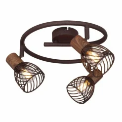 Plafonnier rond à spots Globo ISABELLE Rouille, 3 lumières