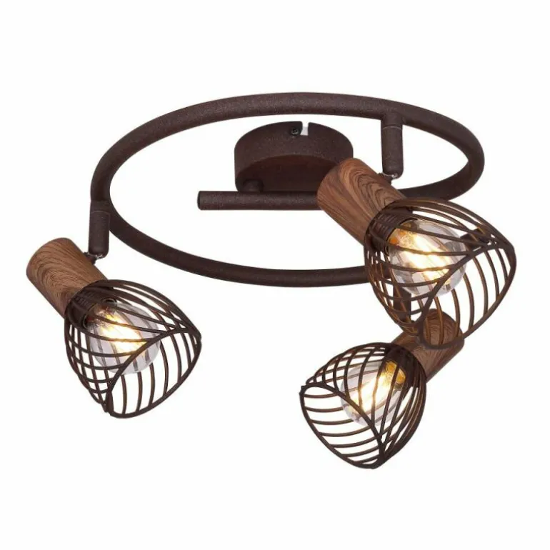 Plafonnier rond à spots Globo ISABELLE Rouille, 3 lumières