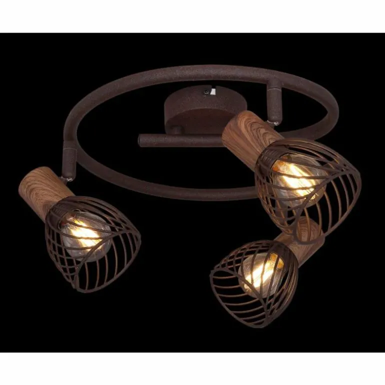 Plafonnier rond à spots Globo ISABELLE Rouille, 3 lumières