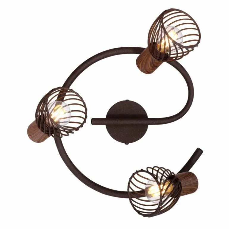 Plafonnier rond à spots Globo ISABELLE Rouille, 3 lumières