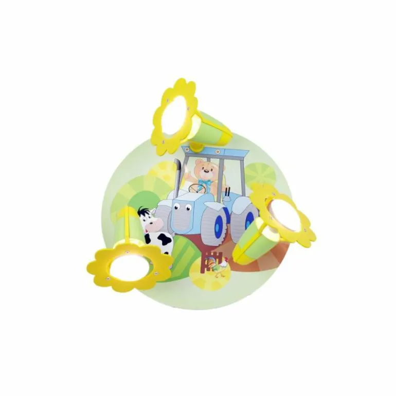 Plafonnier rond Elobra BAUERNHOF Jaune, Vert, 3 lumières