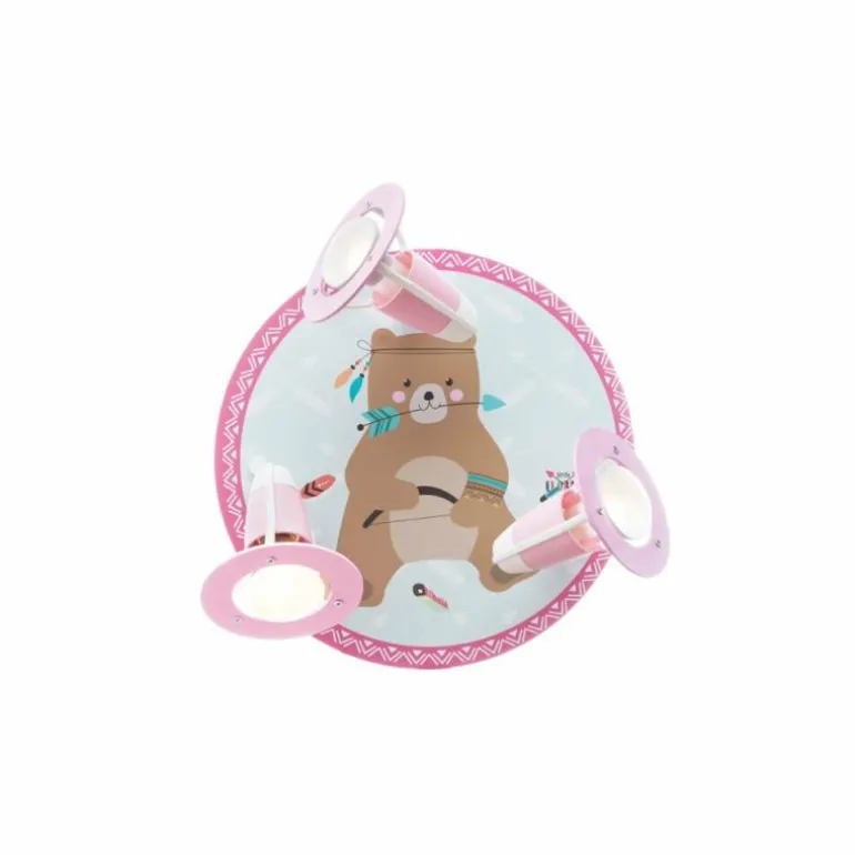Plafonnier rond Elobra BÄR BJORN Vert, Rose, 3 lumières