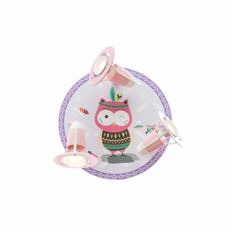 Plafonnier rond Elobra EULE HANNAH Lila, Rose, 3 lumières