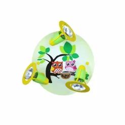 Plafonnier rond Elobra EULENFAMILIE Vert, 3 lumières