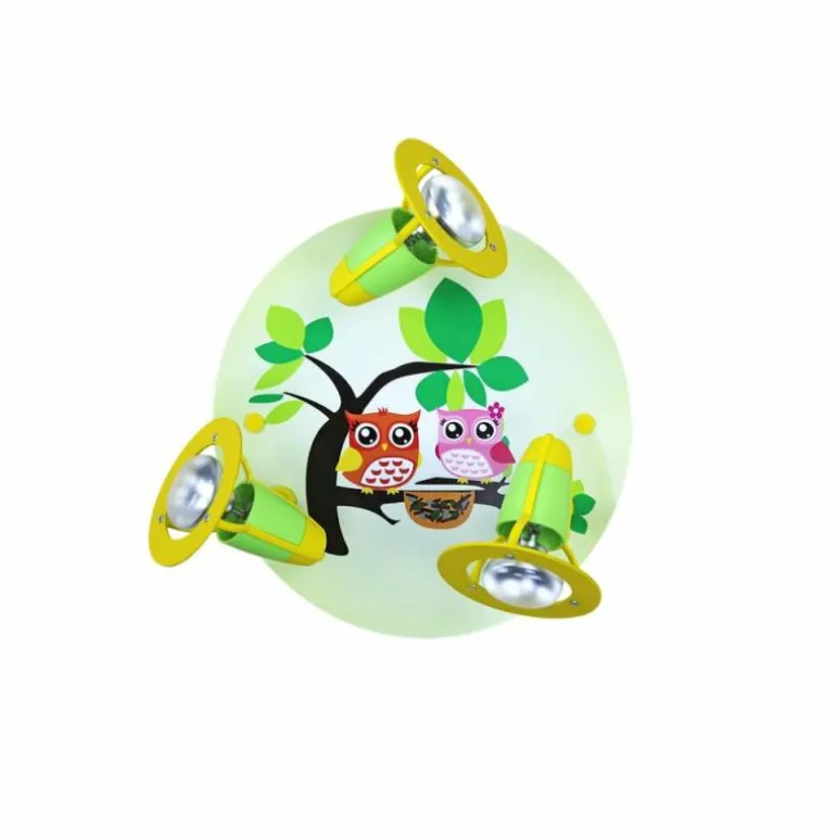 Plafonnier rond Elobra EULENFAMILIE Vert, 3 lumières