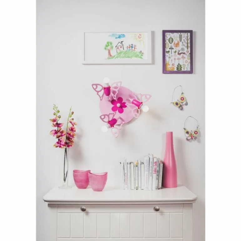 Plafonnier rond Elobra FALTER Rose, 3 lumières