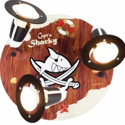 Plafonnier rond Elobra HOLZINSCHRIFT Brun, 3 lumières