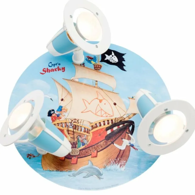 Plafonnier rond Elobra SEE Bleu, 3 lumières