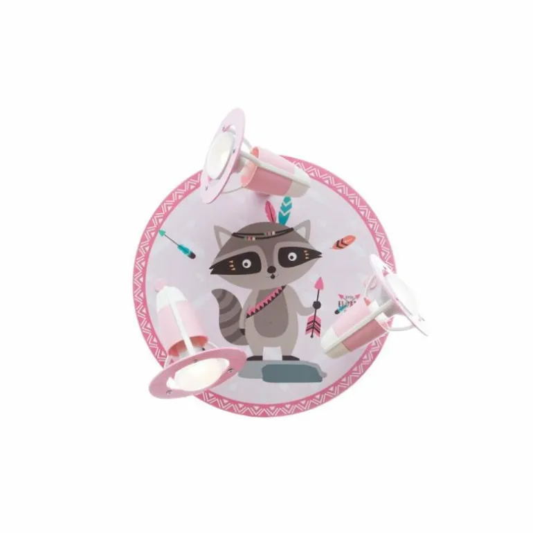 Plafonnier rond Elobra WASCHBÄR OSKAR Rose, 3 lumières