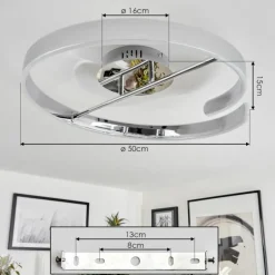 Plafonnier Rosemond LED Chrome, Blanc, 1 lumière