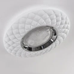 Plafonnier Roseto LED Chrome, Transparent, Blanc, 1 lumière, Télécommandes