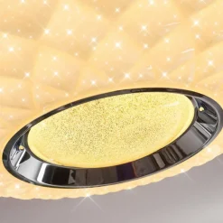 Plafonnier Roseto LED Chrome, Transparent, Blanc, 1 lumière, Télécommandes