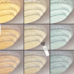 Plafonnier Roseto LED Transparent, Blanc, 1 lumière, Télécommandes