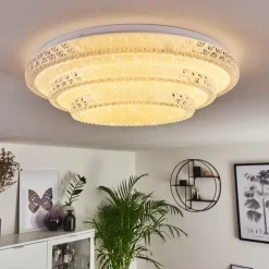 Plafonnier Roseto LED Transparent, Blanc, 1 lumière, Télécommandes