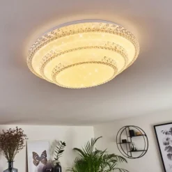 Plafonnier Roseto LED Transparent, Blanc, 1 lumière, Télécommandes