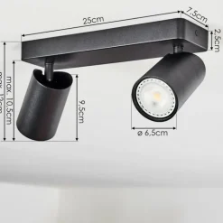 Plafonnier Rubeltein Noir, 2 lumières