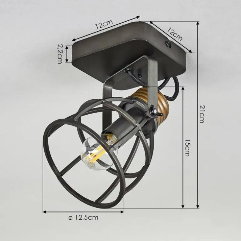 Plafonnier Russu Gris, 1 lumière