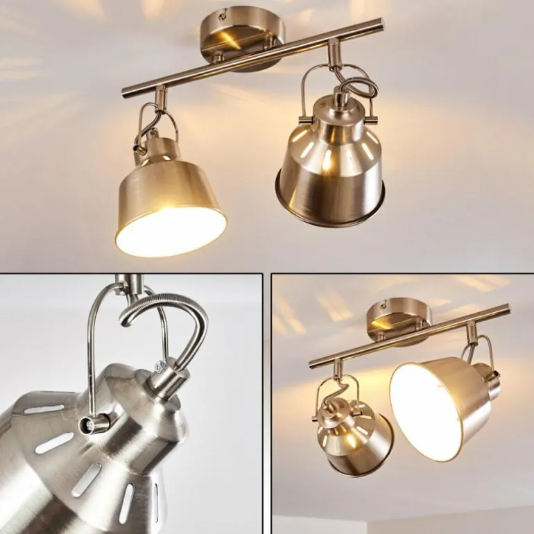 Plafonnier Safari Chrome brossé, 2 lumières