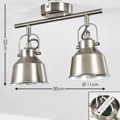 Plafonnier Safari Chrome brossé, 2 lumières