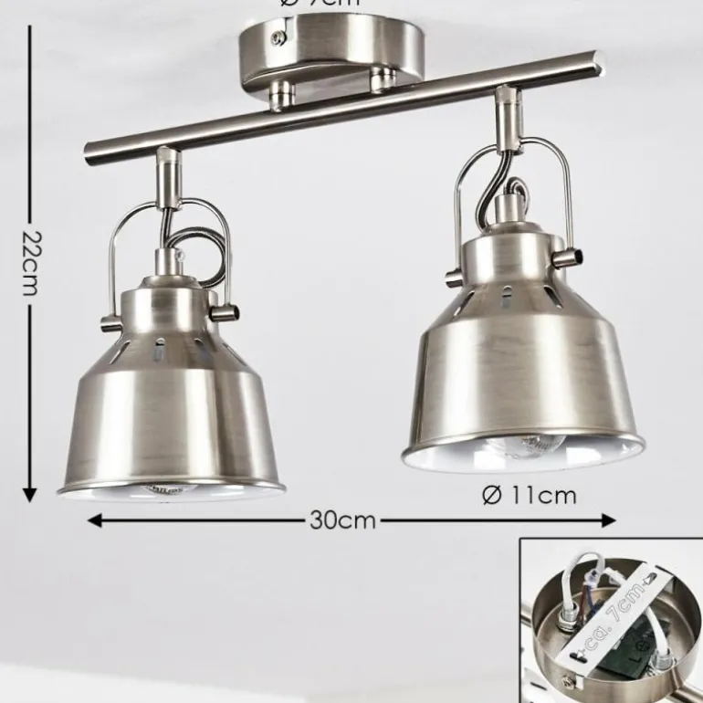 Plafonnier Safari Chrome brossé, 2 lumières