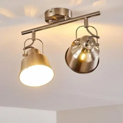 Plafonnier Safari Chrome brossé, 2 lumières