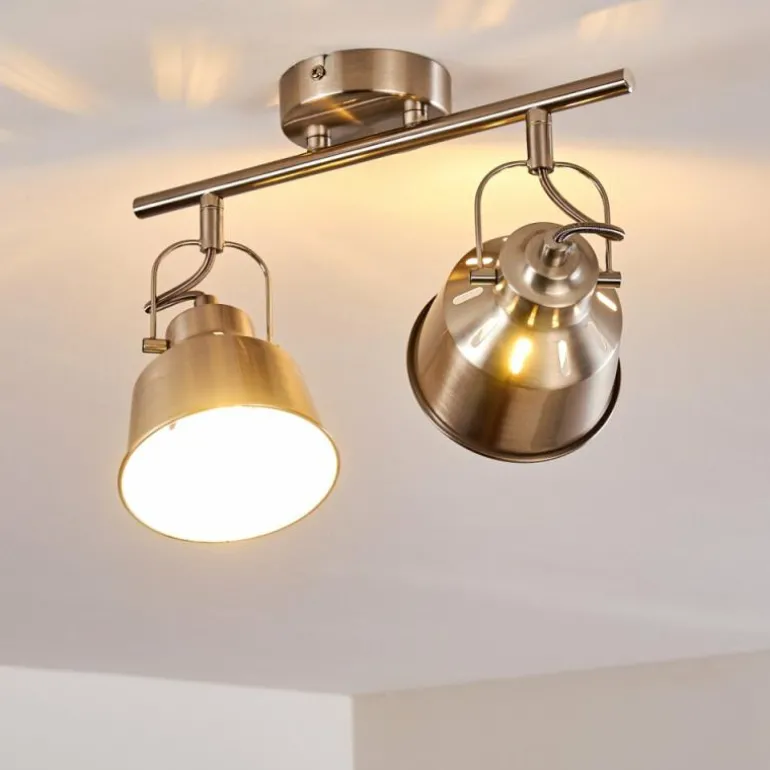 Plafonnier Safari Chrome brossé, 2 lumières