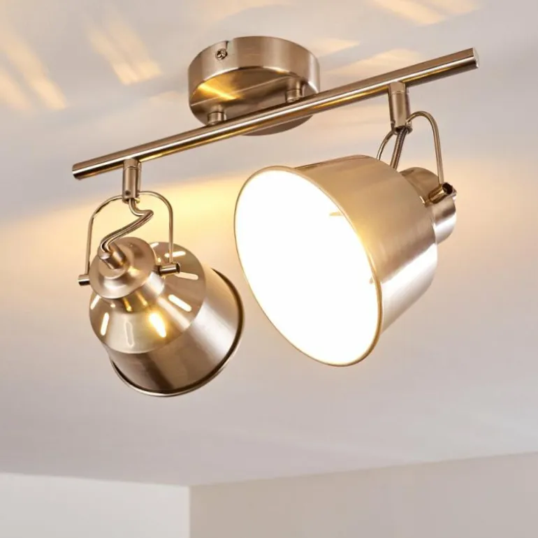 Plafonnier Safari Chrome brossé, 2 lumières