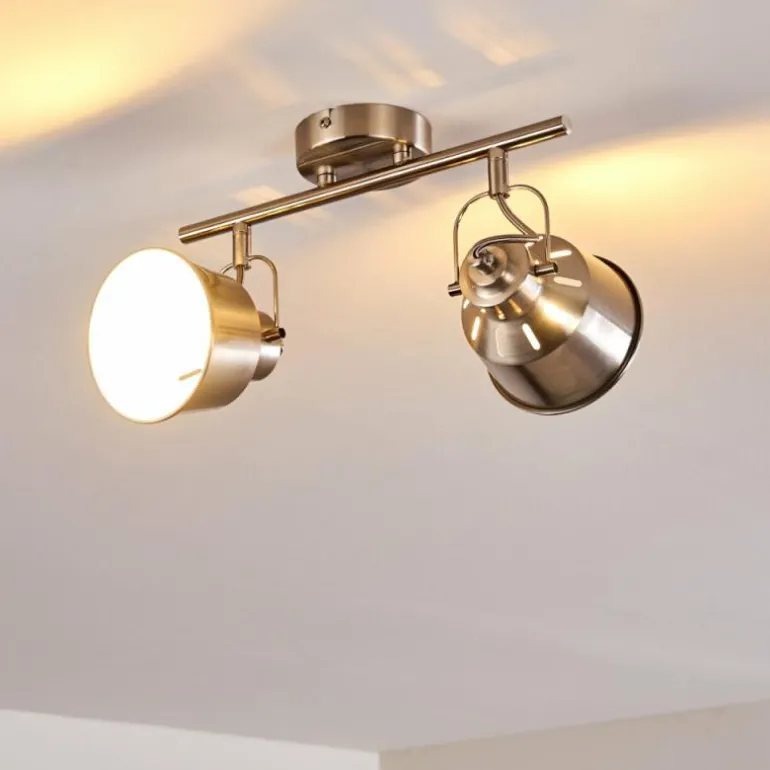 Plafonnier Safari Chrome brossé, 2 lumières