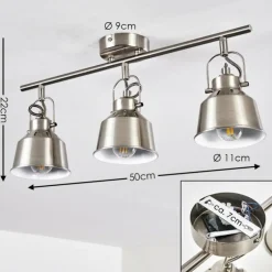 Plafonnier Safari Chrome brossé, 3 lumières