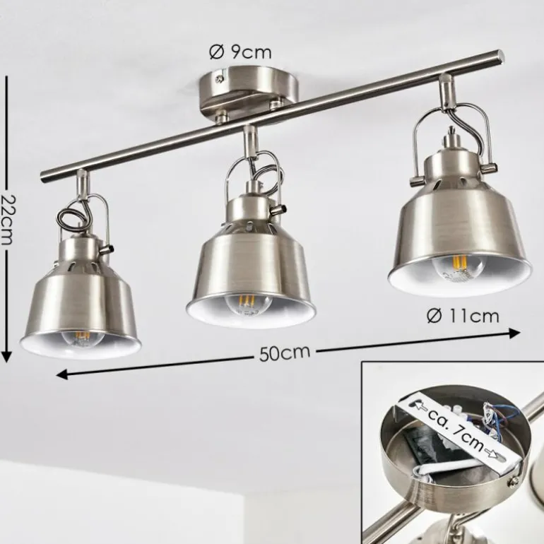 Plafonnier Safari Chrome brossé, 3 lumières