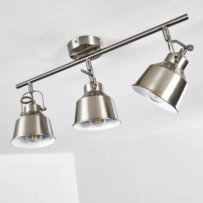 Plafonnier Safari Chrome brossé, 3 lumières