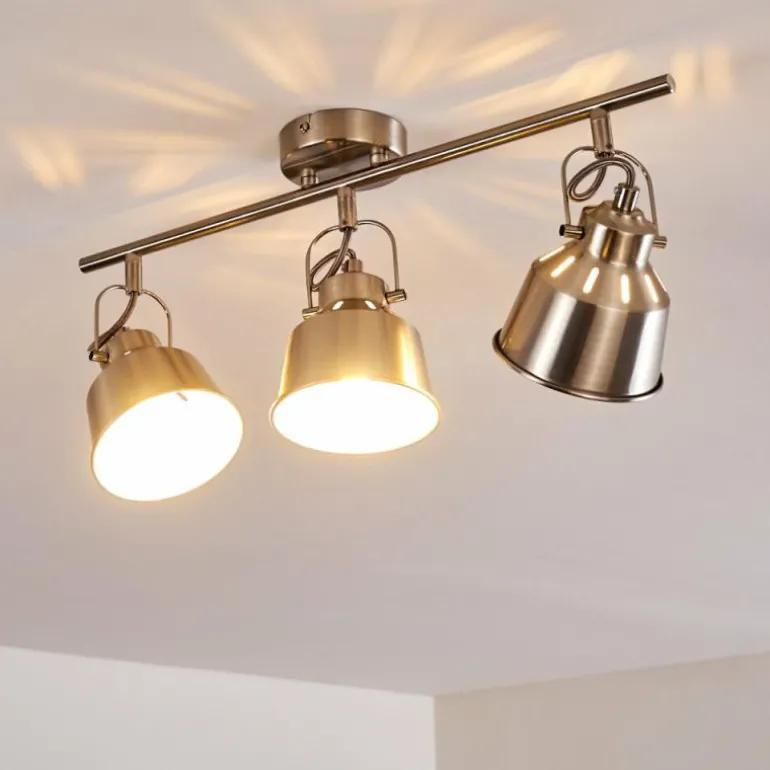 Plafonnier Safari Chrome brossé, 3 lumières