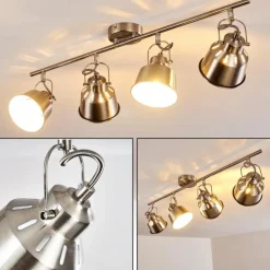 Plafonnier Safari Chrome brossé, 4 lumières